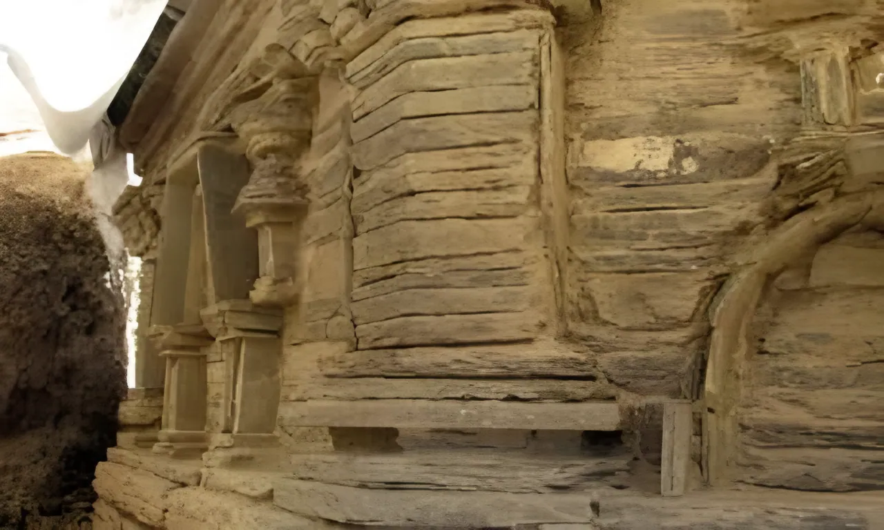Carved stone pillars and layered stonework on an ancient Buddhist building at Mes Aynak